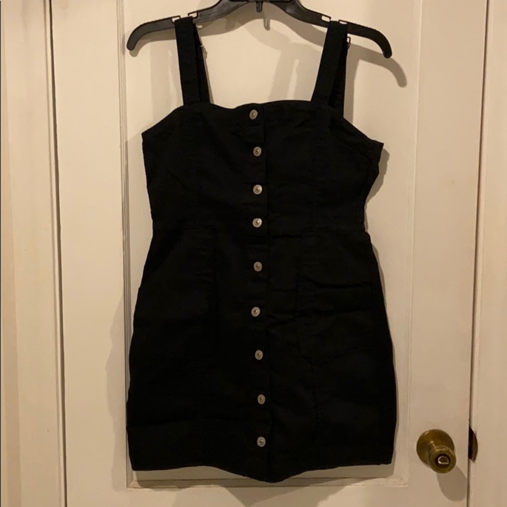 Navy button front dress